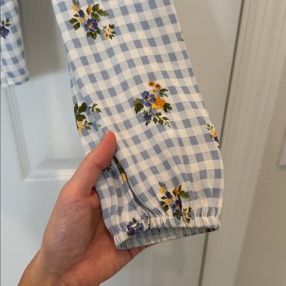 Reformation Reign Floral Gingham Top in Al Fresco Size 6 - Picture 5 of 8